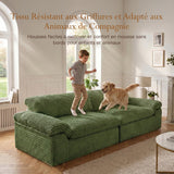 Vesgantti 260 cm Compressible canapé, Canapé 3 Places avec Assise Profonde, Velours Côtelé, Moderne modulable Cloud, pour Salon, Chambre d’Amis, Aucun Assemblage requis, Vert