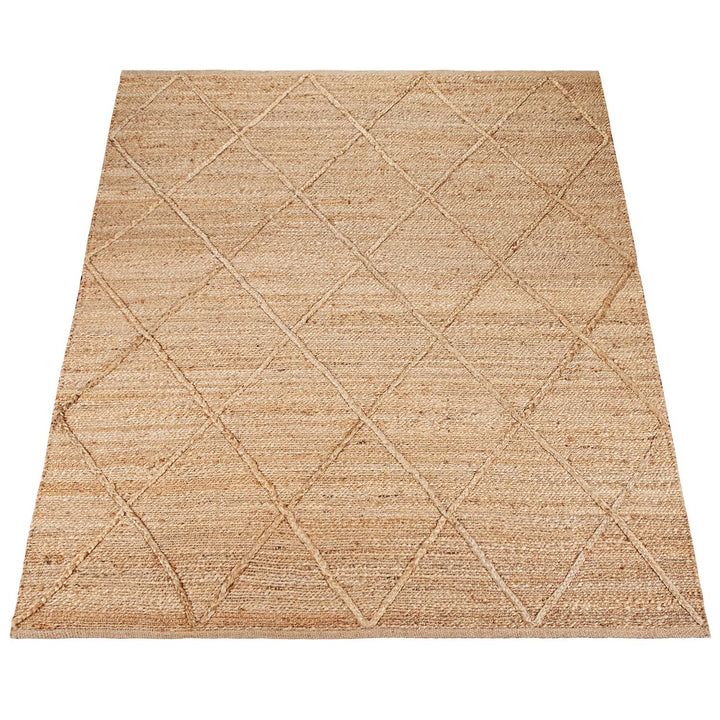 Paco Home Tapis De Salon Jute Fibres Naturelles Artisanal Motif 3D Scandinave Moderne, Dimension:160x230 cm, Couleur:Naturelle