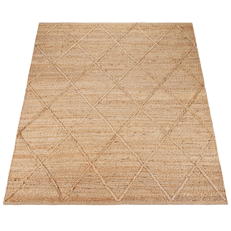 Paco Home Tapis De Salon Jute Fibres Naturelles Artisanal Motif 3D Scandinave Moderne, Dimension:160x230 cm, Couleur:Naturelle