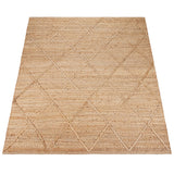 Paco Home Tapis De Salon Jute Fibres Naturelles Artisanal Motif 3D Scandinave Moderne, Dimension:160x230 cm, Couleur:Naturelle