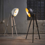 Lampadaire Fascino Métal Rétro Projecteur Lampe De Sol Noir Dorée VN-L00019-EU