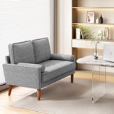 Vesgantti Petit Canapé 2 Places Gris Clair, Canapé en Lin 121cm avec Coussin à Ressorts, Mini Canapé Chambre avec Accoudoirs, Canapé de Salon Moderne, Canapé Fixe 2 Places, Gris Clair Causeuse