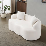 Sapgaks Canapé 2 Places courbé, avec accoudoirs Ronds,Canapé Double Compressible avec 2 Coussins,Canapé rembourré Moderne,pour Salon et Chambre,Aucun Montage requis,Blanc