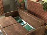Lisa Design - Canapé Convertible Dan en Microfibre - Canapé Lit - Sofa Marron 3 Places - Salon Industriel/Vintage/Rétro