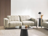 Beliani Canapé Moderne en Tissu 3 Places Appuie-Tête Réglable Dossier Rabattable Pieds en Métal Beige Clair Ommel
