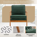 SUPPNEED Fauteuil lounge Mid Century moderne Accent Chair, fauteuil en bois pour salon, chambre à coucher (émeraude et chenille)