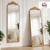 HOMCOM Miroir Pleine Longueur accroché/appuyé Baroque 50x160 cm Ton Or