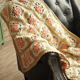 V&U Couverture jetée au Crochet pour canapé,Jeté de Canapé tissée à la Main en Tricot,Couverture décorative Boho,Couverture de lit tissée de Fleurs colorées pour canapé Inclinable Voyage