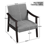 Yaheetech Fauteuil de Salon avec Accoudoirs Courbes Chaise Ergonomique Cadre en Bois d’hévéa pour Salon Chambre Salle de Séjour Bureau 62×70×74 cm Gris Foncé