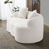 Sapgaks Canapé 2 Places courbé, avec accoudoirs Ronds,Canapé Double Compressible avec 2 Coussins,Canapé rembourré Moderne,pour Salon et Chambre,Aucun Montage requis,Blanc