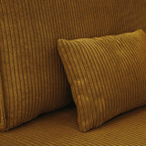 HOMIFAB Canapé Convertible 3 Places avec Coffre de Rangement en Velours côtelé Jaune Moutarde - Milla