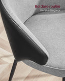 VASAGLE Chaise de Salle à Manger, Chaise de Cuisine, Siège Rembourré, en Tissu Coton-Lin, Fauteuil de Salon, Pieds en Métal, Moderne, pour Salle à Manger, Cuisine, Gris Clair LDC100G02