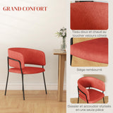HOMCOM Lot de 2 chaises de Salle à Manger Chaise de Cuisine Pieds en Acier, Assise rembourrée, pour Salle à Manger, Salon, Cuisine, dim. 57L x 53l x 73H cm Orange