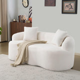 Sapgaks Canapé 2 Places courbé, avec accoudoirs Ronds,Canapé Double Compressible avec 2 Coussins,Canapé rembourré Moderne,pour Salon et Chambre,Aucun Montage requis,Blanc