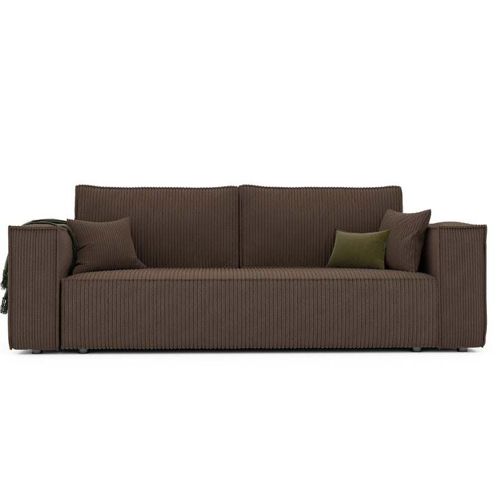 GREKPOL Sofa 240x105 cm - Canapé 3 Places Velours Côtelé - Marron Canapé Convertible 3 Places avec Dossier rembourré