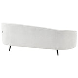Canapé Glamour en Tissu Forme Courbée Pieds Noirs en Métal Blanc Cassé Savar