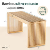 Banc en Bambou – Meuble d'entrée ou Salle de Bain 90x33x43 cm, supporte Jusqu’à 250 kg – Banc Pratique et Décoratif pour Rangement, Meuble Salon ou Salle de Bain