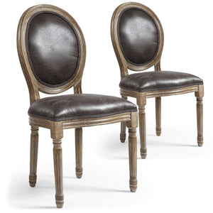 Menzzo 3327480021446 Louis XVI Lot de 2 Chaises Polyuréthane Marron 90 x 101 x 78 cm