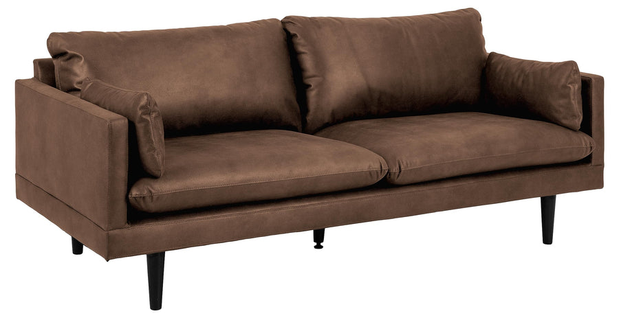 AC Design Furniture Sune Canapé rembourré Effet Cuir 3 Places avec 2 Coussins et Pieds en métal Noir, 200 x 83 x 82 cm (l x H x P)
