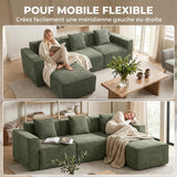 HOMCOM Canapé 3 Places, Canapé d'Angle Modulable en Chenille 251 cm