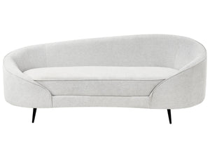 Canapé Glamour en Tissu Forme Courbée Pieds Noirs en Métal Blanc Cassé Savar