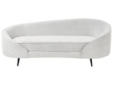 Canapé Glamour en Tissu Forme Courbée Pieds Noirs en Métal Blanc Cassé Savar