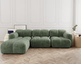 Lisa Design - Grace - canapé modulable d'angle réversible 4 Places en Velours texturé, Vert Sauge
