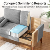 Vesgantti Petit Canapé 2 Places Gris Clair, Canapé en Lin 121cm avec Coussin à Ressorts, Mini Canapé Chambre avec Accoudoirs, Canapé de Salon Moderne, Canapé Fixe 2 Places, Gris Clair Causeuse