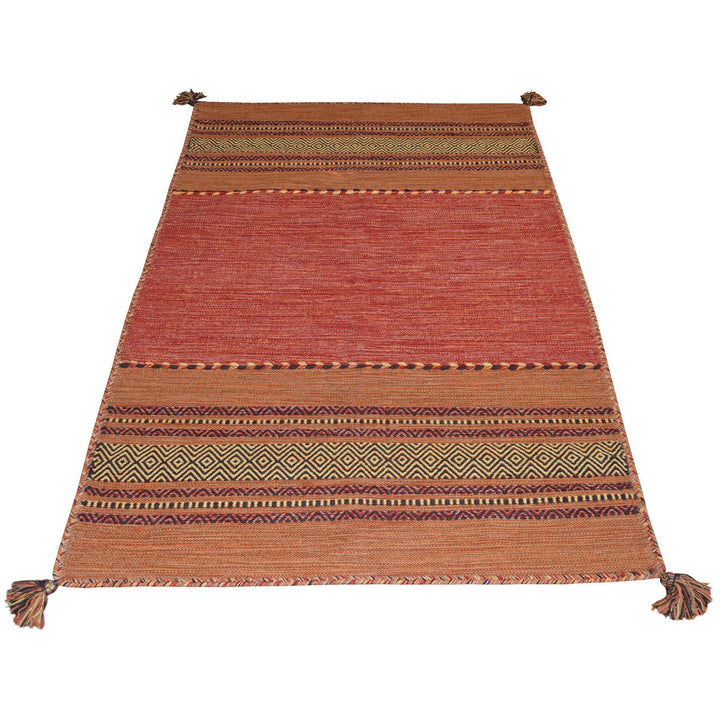 Pierre Tappeti Tapis ANTIQUE-KILIM orange tissé à la main en coton et chenille 160 x 230 cm Pierre Tappeti Tapis ANTIQUE-KILIM orange tissé à la main en coton et chenille 160 x 230 cm