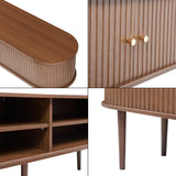 [en.casa] Meuble TV Support Télé avec 2 Étagères Réglables en Hauteur et 2 Portes 2 Coulissantes Stable Élégant Salon Chambre Moderne Panneau de Particules 166 x 40 x 55 cm Effet Noyer