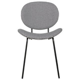 Lot de 2 Chaises de Salle à Manger Design Rétro Sans Accoudoirs en Polyester Noir et Blanc Luana