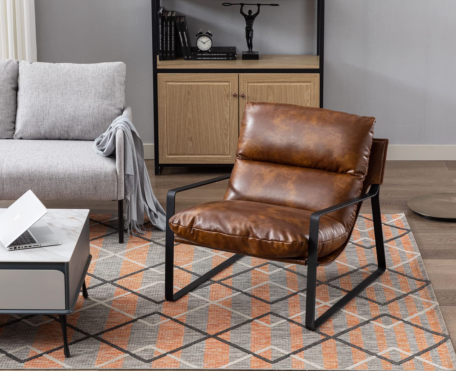 Wahson Fauteuil De Salon Confortable En Similicuir, Chaise Relaxant Av Siege Epais Fauteuil Lounge De Structure Metal Chaise Loisirs Pour Salon Et Chambre Marron Wahson Fauteuil De Salon Confortable En Similicuir, Chaise Relaxant Av Siege Epais Fauteuil Lounge De Structure Metal Chaise Loisirs Pour Salon Et Chambre Marron
