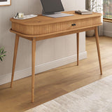 IDIMEX Bureau JARI en Bois Massif, 113 x 75 x 50 cm, Pieds Coniques, façade cannelée, Rangement Pratique avec Porte coullisante, Coloris chêne
