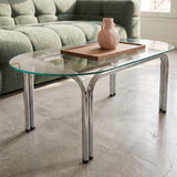Oviala Table Basse Ovale en Verre trempé Transparent