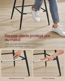 VASAGLE Tabourets de Bar, Lot de 2, Tabourets de Cuisine, Ergonomique, PU, Structure Métallique avec Pieds Réglables Articulés, 62 cm de Hauteur, Bar, Montage Facile, Marron Chameau LBC088K01