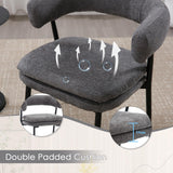 chairus Chaises de Cuisine Lot de 2 en Tissu Chenille Chaise Salle à Manger avec Double Coussin Rembourré Chaise de Salon avec Pieds Métal, Gris