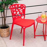 Homestyle4u 2460 Lot de 4 chaises de jardin empilables en plastique résistant aux intempéries Rouge