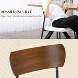HOMCOM Lot de 2 chaises Salle à Manger Chaise de Cuisine Vintage Chaise de Salon rembourrée avec Assise Effet Bouclette, Dossier courbé Effet Bois pour Salon, Salle à Manger, Chambre, crème et Marron