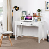 Yaheetech Bureau Informatique en Bois MDF Poste de Travail Table d'Ordinateur avec 4 Tiroirs et Étagère Amovible pour Casiers Coiffeuse Chambre Salon Bibliothèque 106 × 53 × 90 cm Blanc