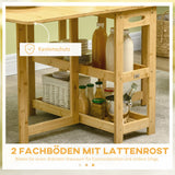 HOMCOM Table à manger pliante pour 6 personnes avec étagères - Table de cuisine et salle à manger pour petits espaces - 149,5 x 80 x 73,5 cm - Naturel