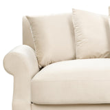 Canapé Fixe 2 Places en Velours Blanc Cassé avec Pieds en Bois et Rembourrage Moelleux pour Salon Design Glamour Beliani