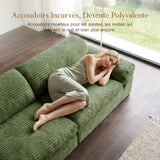 Vesgantti 260 cm Compressible canapé, Canapé 3 Places avec Assise Profonde, Velours Côtelé, Moderne modulable Cloud, pour Salon, Chambre d’Amis, Aucun Assemblage requis, Vert