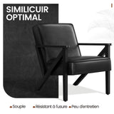Yaheetech Fauteuil de Salon Lot de 2 en Similicuir Fauteuil d’appoint avec Cadre en Bois Pieds et Accoudoirs en Forme de Z Siège de Bureau Chambre Réception Noir