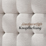 LUXOAK Lit en Bois de pin Massif 160 x 200 cm avec tête de lit rembourrée, lit en Bois pour Chambre à Coucher ou Chambre d'amis, Housse en Lin, Aspect Noyer