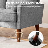 Vesgantti Petit Canapé 2 Places Gris Clair, Canapé en Lin 121cm avec Coussin à Ressorts, Mini Canapé Chambre avec Accoudoirs, Canapé de Salon Moderne, Canapé Fixe 2 Places, Gris Clair Causeuse