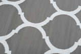 TAPISO Luxury Tapis Poils Ras Moderne Gris Blanc Géométrique Trèfle Marocain Tapis Salon Chambre Adulte Salle à Manger Bureau Oeko-TEX Résistant 160 x 220 cm