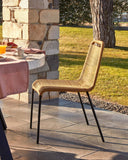 Kave Home - Chaise de Salle à Manger Lambton Marron Clair en Corde en Polyester et Pieds en Acier Noir pour Usage intérieur et extérieur