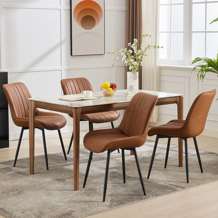 Lot de 2 Chaise Salle à Manger en vrai cuir,Chaise de cuisine Scandinave avec Siège rembourrée & Pieds en métal,Chaise à manger sans accoudoirs pour Salle à Manger,Cuisine,Salon(87X61X54CM,Brun) Lot de 2 Chaise Salle à Manger en vrai cuir,Chaise de cuisine Scandinave avec Siège rembourrée & Pieds en métal,Chaise à manger sans accoudoirs pour Salle à Manger,Cuisine,Salon(87X61X54CM,Brun)