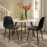 CangLong Lot de 2 chaises de Salle à Manger Chaises de Cuisine rétro rembourrées pour la Cuisine et la Salle à Manger, chaises scandinaves en Similicuir avec Pieds en métal, Noir