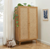 BAÏTA Armoire INES Effet chêne et cannage rotin 2 Portes